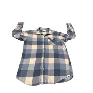 Columbia Long Sleeve Blue And White Flannel Button Up